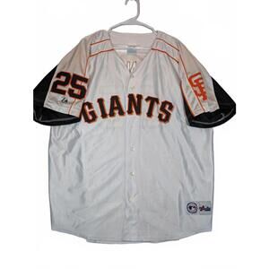 Barry Bonds Majestic Giants 25 Jersey Patch Korea Baseball White Mens 2XL
